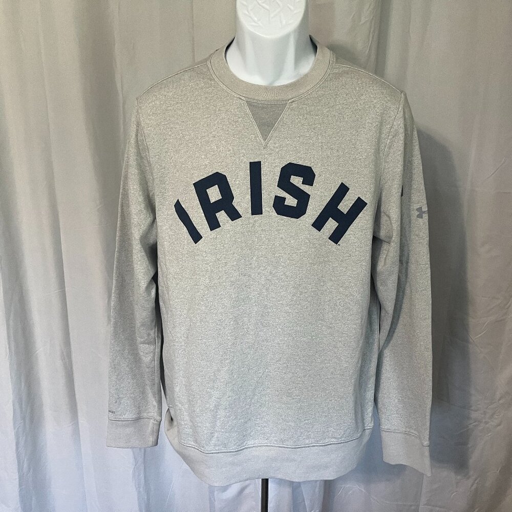 Under Armour Notre Dame Fighting Irish Crewneck Sweatshirt Gray Men’s L NCAA 🍀